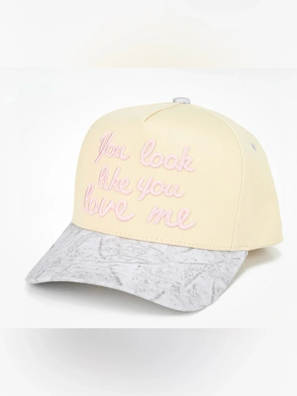 C.C Cream SnapBack Trucker with Pink Script and Camo Brim - Picture 2 of 4